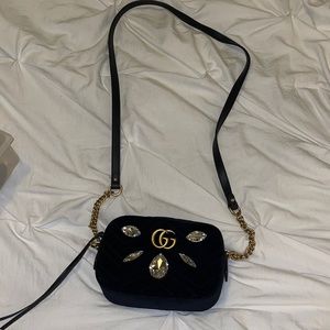 GG Marmont Shoulder Bag Crystal Embellished Matelasse Velvet Mini